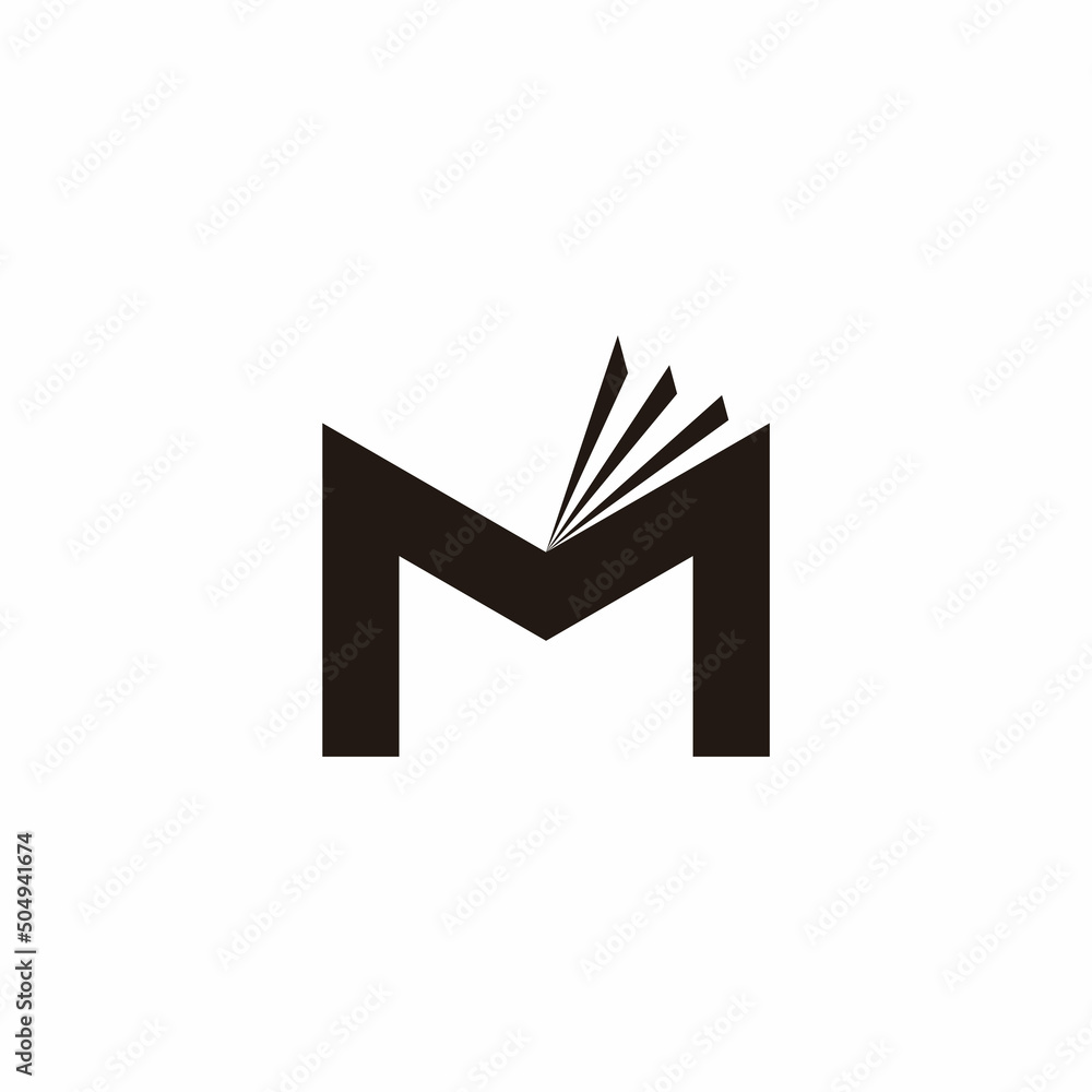 Poster letter m open book motion simple geometric logo vector