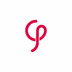 letter cp loop geometric line logo vector