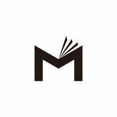 letter m open book motion simple geometric logo vector - obrazy, fototapety, plakaty