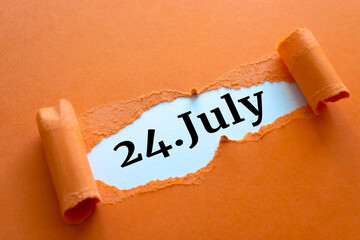 Calendar date. July 24 written under torn paper.