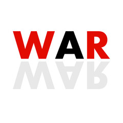 Banner with word War in mirror reflection. Vector background