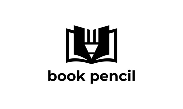 Book And Pencil Logo Vector Icon Graphic Illustration Design. Symbol Of Education, Technology.