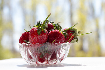 Strawberries on a sunny day. Large ripe berries. - 504943847