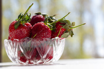 Strawberries on a sunny day. Large ripe berries. - 504943855