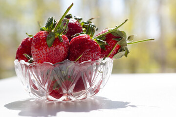 Strawberries on a sunny day. Large ripe berries. - 504943857