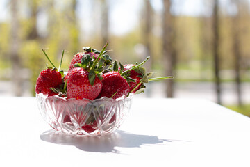 Strawberries on a sunny day. Large ripe berries. - 504943872