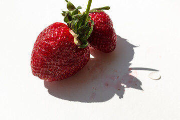 Strawberries on a sunny day. Large ripe berries. - 504943895
