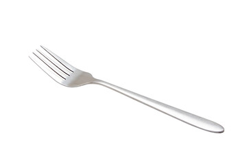 Spoon and fork on a white background