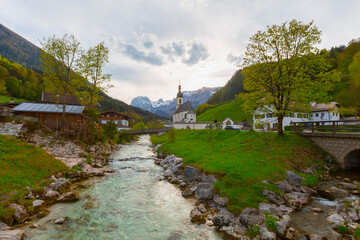 Ramsau bei Berchtesgaden, Germany. Autumnal scenery of Ramsau National Park in Berchtesgadener Land...