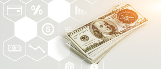 Inflation, hyperinflation in the dollar one dollar bill economic direction The concept of reducing...