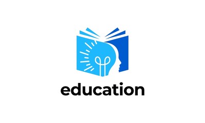 open book lights people logo design, vector icon. education symbol.