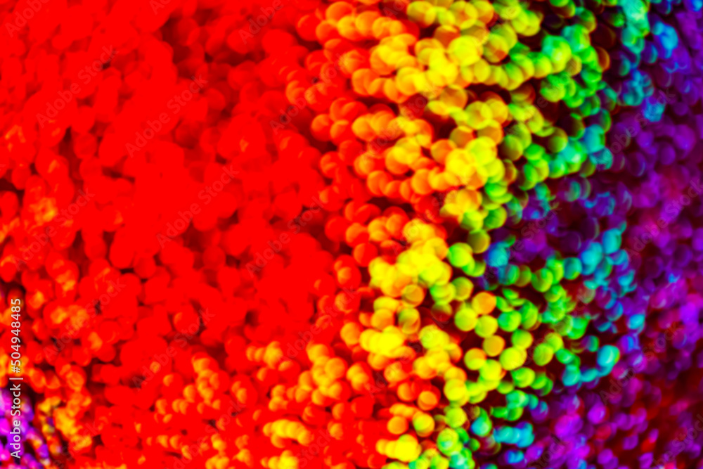Aufkleber Defocused bokeh light background in rainbow spectrum color. Holography vivid abstract backdrop. Bright multicolored spectrum light.