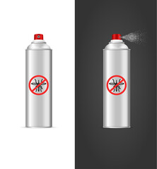 Realistic Detailed 3d Mosquito Insect Repellent Bottle Set. Vector