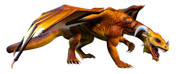 3D Rendering Fairy Tale Dragon on White