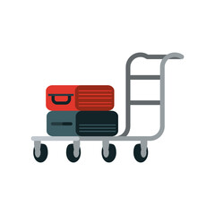 airport hand cart with luggage