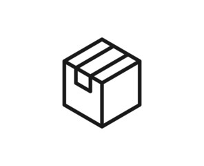Single line icon of box on isolated white background. High quality editable stroke for mobile apps, web design, websites, online shops etc.