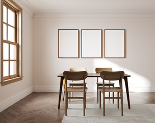 mock up poster frames in modern interior background, living room, Scandinavian style, 3D render