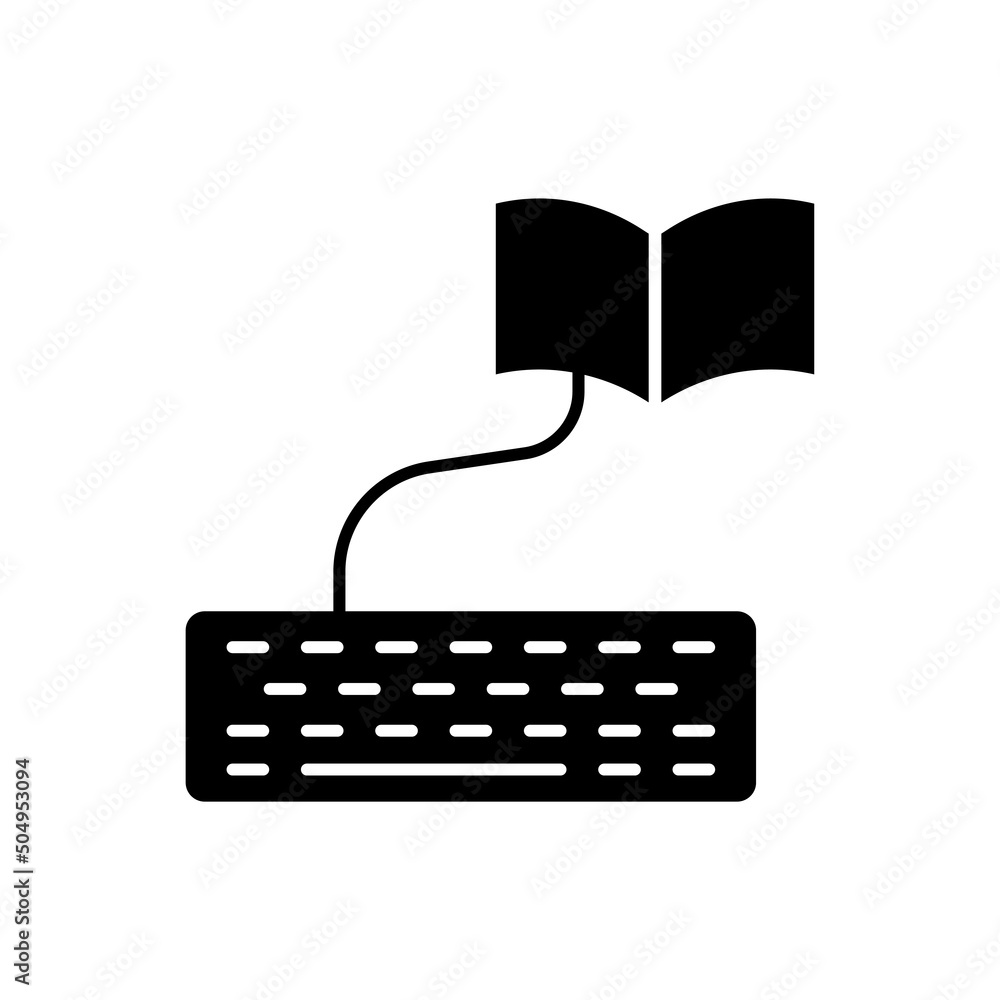 Poster vector icon input data online. keyboard, open book. solid icon style, glyph. simple design illustrat