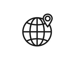 Globe line icon on white background