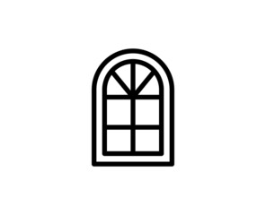 Line window icon isolated on white background. Outline symbol for website design, mobile application, ui. Window pictogram. Vector illustration, editorial stroсk