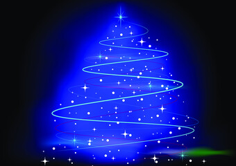 abstract christmas tree with stars