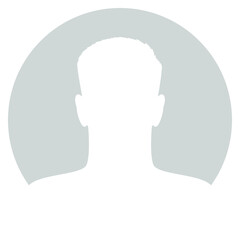 Avatar men graphic sign. Profile male icon. Silhouette man symbol on the gray circle isolated on white background. Vector illustration