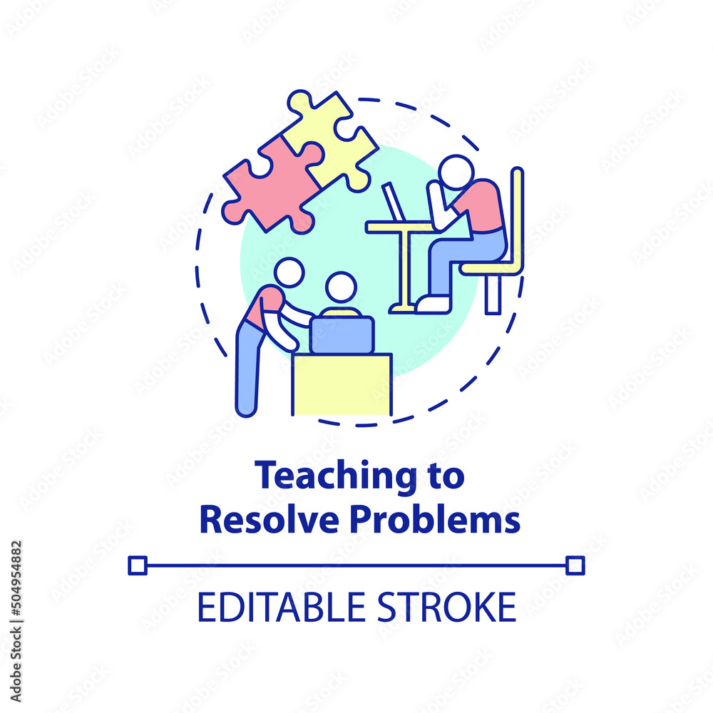 Poster teaching to resolve problems concept icon. family relationships importance abstract idea thin line i