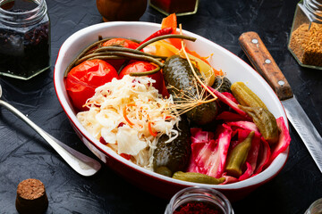 Assorted homemade pickles.
