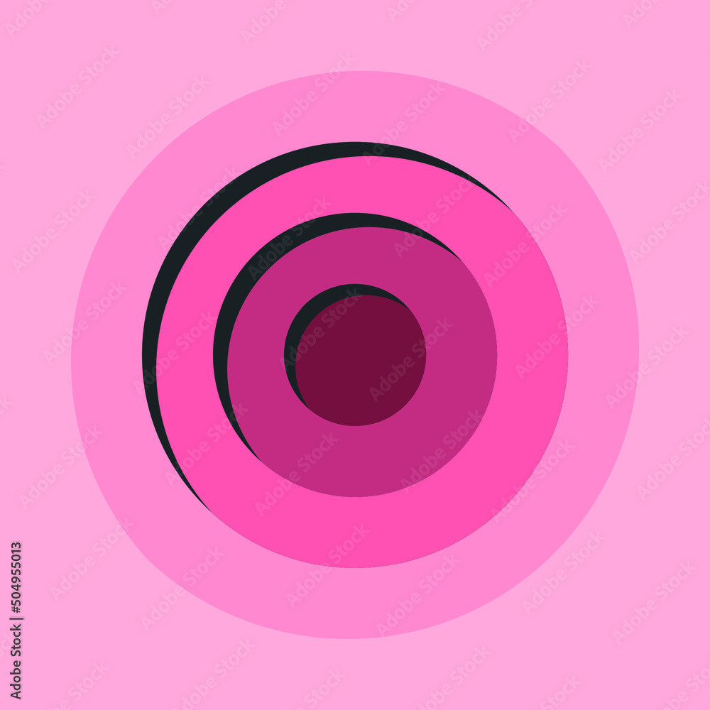 Fototapete little and big gradient red pink circles with shadow effect. circle paper cut background. trendy car