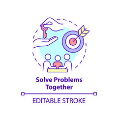 Solve problems together concept icon. Family relationship. Encouraging teamwork abstract idea thin line illustration. Isolated outline drawing. Editable stroke. Arial, Myriad Pro-Bold fonts used
