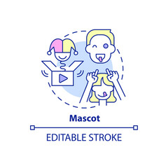 Mascot concept icon. Make everything joke. Child role in dysfunctional families abstract idea thin line illustration. Isolated outline drawing. Editable stroke. Arial, Myriad Pro-Bold fonts used