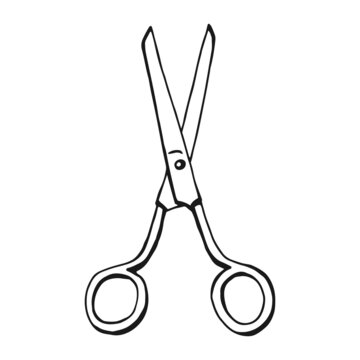black and white scissors open clip art preview