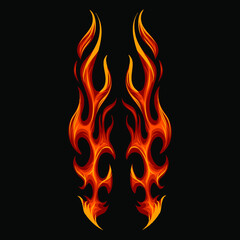 Flames element vector illustration for frame, border, layout. Vector eps 10. Fire elements and ornaments. Rock style design. 