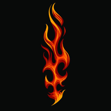 Flames element vector illustration for frame, border, layout. Vector eps 10. Fire elements and ornaments. Rock style design. 