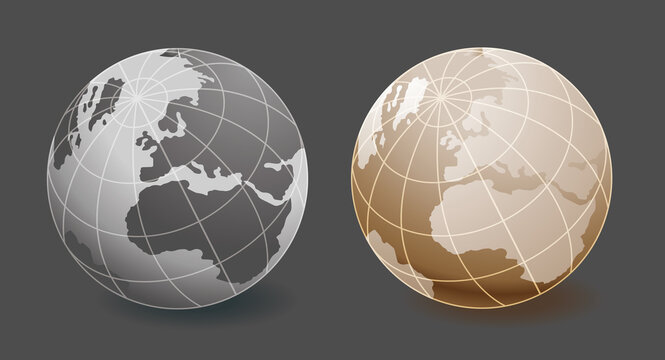 地図素材。球体の地球。フラットデザイン。