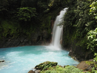waterfall of rio celeste in costa rica