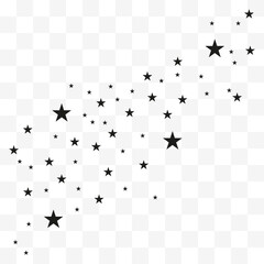Abstract falling stars on a white background. Asteroid, comet line, meteoroid, black stars. Vector illustration