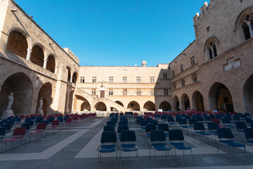 Fototapeta premium Courtyard in the palace of the Grand Master in Rhodes, Greece