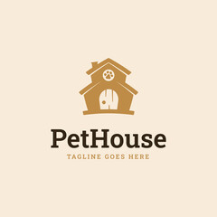 Animal House Pre-Made Logo Vector Design Template. Paws of Dog and Cat. Animal Lover Business