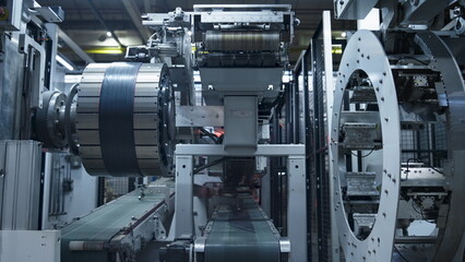 Modern tire production machine working process in technological workshop