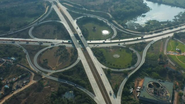 Bangalore City Aerial View - Beautiful Aerial view of a nice road cloverleaf
