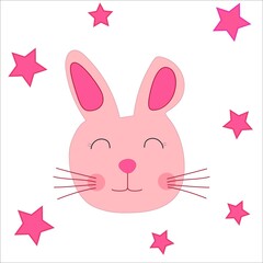 Cute rabbit in isolated. Vector illustration