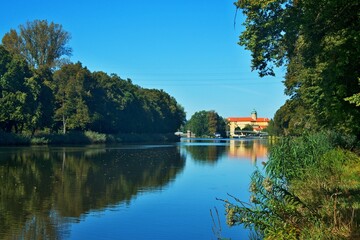 Fototapeta premium Czech Republic - view of the river Elbe and castle in the city of Podebrady