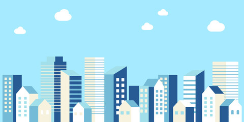 Obraz premium 背景素材_シンプルなビル街_水色