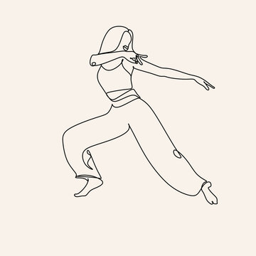 recommend clip art: Line art wellness dancing woman. minimalist modern Line drawing Female dance