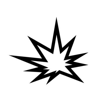 Explosion black vector icon, bang symbol on white