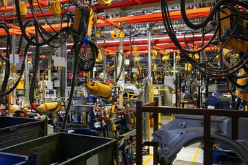 Fototapeta na wymiar Automated production line in car factory