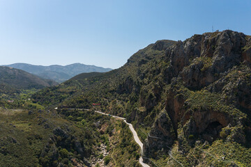 High rock cliffs at Topolia Gorge, Crete, Greece.