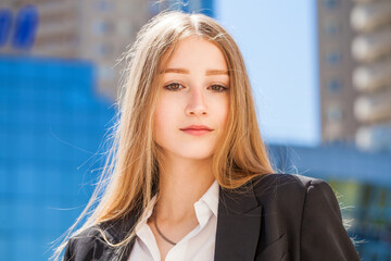 Portrait of a young beautiful blonde girl