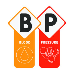 BP - Blood Pressure acronym. business concept background. vector illustration concept with keywords and icons. lettering illustration with icons for web banner, flyer, landing pag 